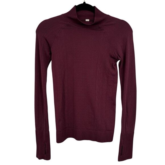 Lululemon Rest Less Mock Neck Long Sleeve Athletic Top Burgundy Size 2 - Picture 1 of 6